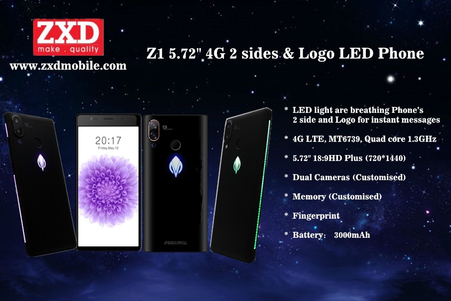 Z1 4G Phone with 2 Sides & Logo LED